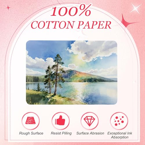 MECCANIXITY 20 Sheets Watercolor Postcards, 100% Cotton 4x6 Inch Watercolor Paper with Red Tin Box Blank Postcards Rough for Mailing Painting Invitations Greeting Cards(140lb/300gsm) - color: Red