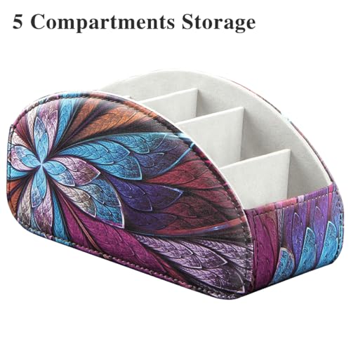 Remote Control Holder, 5 Compartments TV Remote Holder Caddy for Table - color: Fractal Flower, size: Large