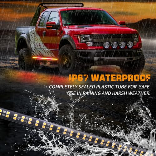 XRIDONSEN 2PCS 60 inch Running Board Strobe Lights Truck Emergency Lights - color: Amber/Red