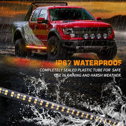 XRIDONSEN 2PCS 60 inch Running Board Strobe Lights Truck Emergency Lights - color: Amber/Red