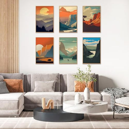 6 Pack Paint by Numbers Kit for Adults, National Park Canvas Painting Set - color: Park-1