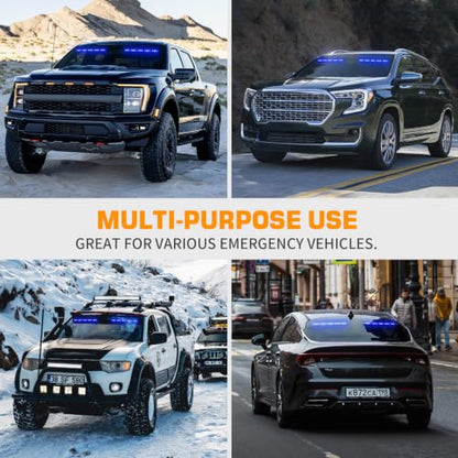 XRIDONSEN 2x 17 inch Dash Strobe Lights Lights 40 LED Windshield Light Bar - color: Blue