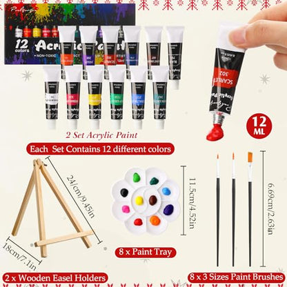Cholemy 36 Pcs Paint and Sip Kit Gift for Adults 8''x10'',Christmas A - style: Christmas A