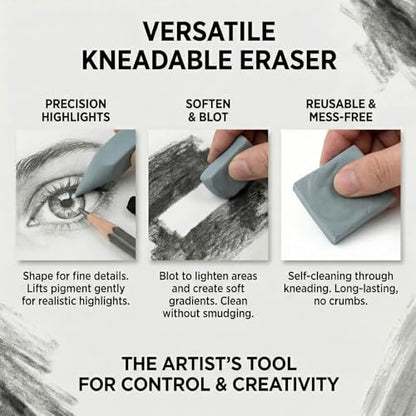 67 Theme Kneaded Erasers (8 Count), Moldable Putty Erasers in Individual Plastic Cases for Pencil, Charcoal & Graphite Drawing (Style 2) - style: Style 2