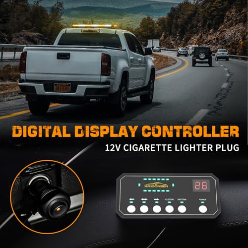 XRIDONSEN 28.4" 80 LED Roof Strobe Light Bar Amber White Emergency Lights - color: Amber/White