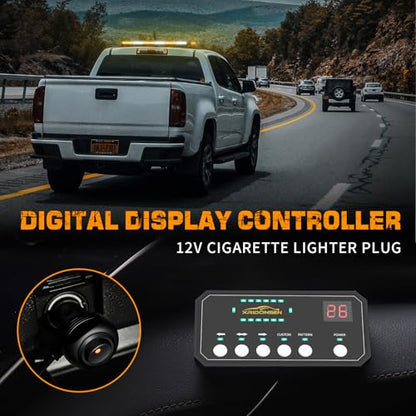 XRIDONSEN 28.4" 80 LED Roof Strobe Light Bar Amber White Emergency Lights - color: Amber/White