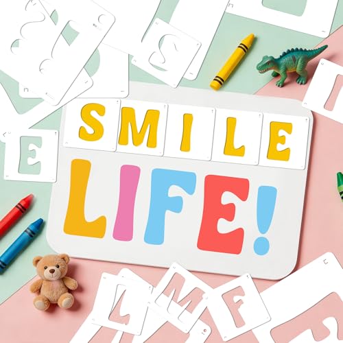 Letter Stencils, 80 Pcs Large Alphabet and Numbers Stencils (3Inch & 4Inch) - size: 3Inch&4Inch