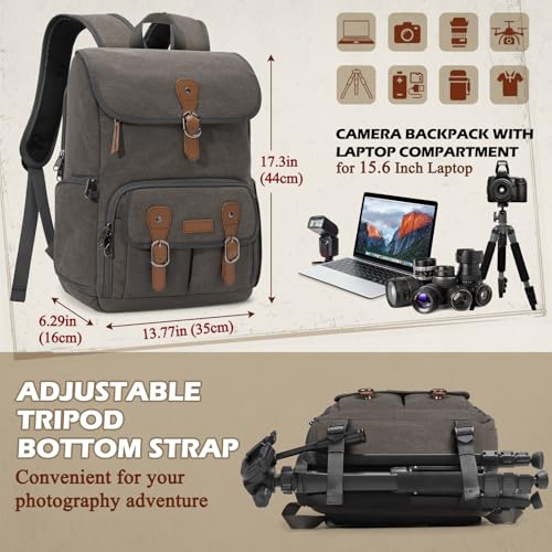 RAINSMORE Camera Backpack, DSLR SLR Mirrorless Camera Bag for Photographer - color: Darkgrey