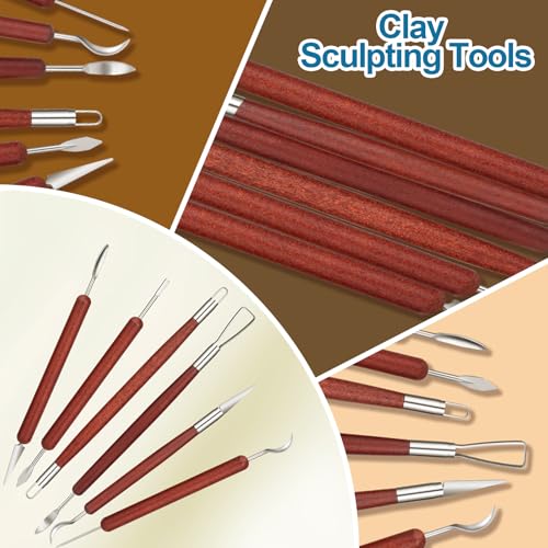 Amrules 6 Pcs Double-Ended Clay Carving Tools Set for Adults, Red - color: Red-Sculpting-6Pcs