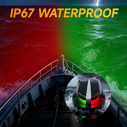Boat Navigation Lights Red and Green, Bow Lights for Boats LED IP67 Waterproof, Boat Light Marine Running Light for Small Boats - color: Black