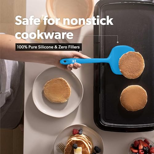 DI ORO Silicone Turner Spatula Set - 600F Heat Resistant, 4-Pc Blue - color: Blue