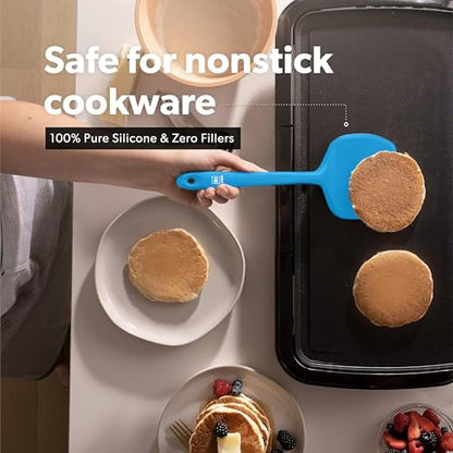DI ORO Silicone Turner Spatula Set - 600F Heat Resistant, 4-Pc Blue - color: Blue
