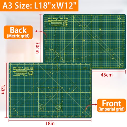 Self Healing Cutting Mat A3 12"x 18" Double Sided Green Mat - color: Green, size: A3 (12" x 18")