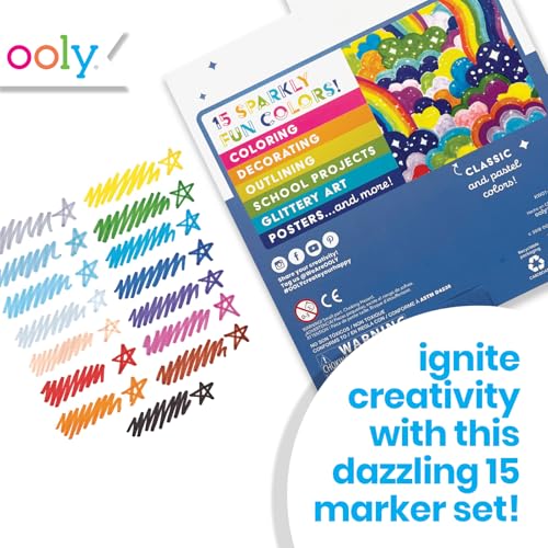 Ooly Rainbow Sparkle Glitter Markers, Set of 15 - color: Glitter