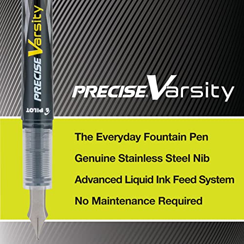 PILOT Precise Varsity Pre-Filled Fountain Pens, 1.0mm, Multicolor, 3-Pack - color: Black/Blue/Purple, size: 3 Count (Pack of 1)