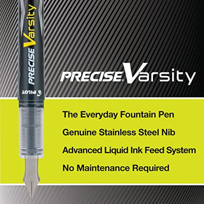 PILOT Precise Varsity Pre-Filled Fountain Pens, 1.0mm, Multicolor, 3-Pack - color: Black/Blue/Purple, size: 3 Count (Pack of 1)