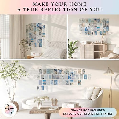 97 Decor Coastal Wall Art, 40Pcs 4x6 Ocean Posters and Beach Prints - color: Blue White