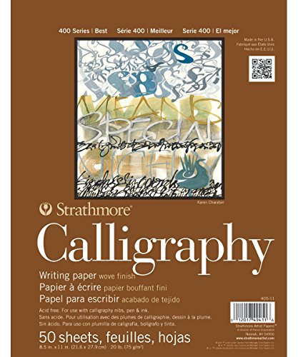 Strathmore STR- 50 Sheet Tape Bound Calligraphy Pad, 8.5 by 11", White - size: 8.5"x11" Tape Bound