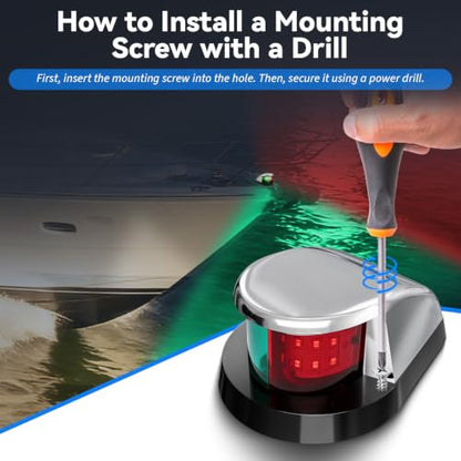 Boat Light, Lights for Boat,Navigation Light with Red Green LED 12V 2 Pack - size: Silver 2 Pack