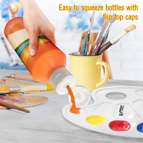 EXTRIC Washable Paint for Kids 6 PK x 8oz Bottles Tempera Finger Paints