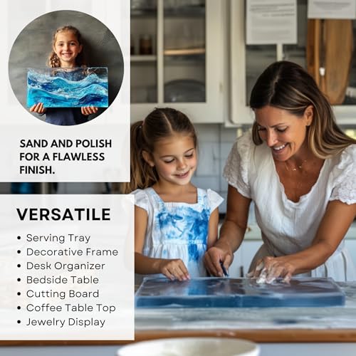Alaskey® Large Premium Rectangular Resin Table Silicone Mold 16"x10" | Durable, Reusable, No Seal Required | Large Epoxy Resin Mold for DIY River Table, Coffee Table, Cutting Board, Charcuterie Crafts - size: 16"x10"