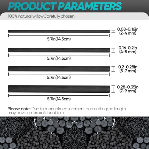 100 Pcs Willow Charcoal Sticks,Black for Sketching Drawing