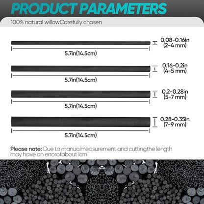 100 Pcs Willow Charcoal Sticks,Black for Sketching Drawing