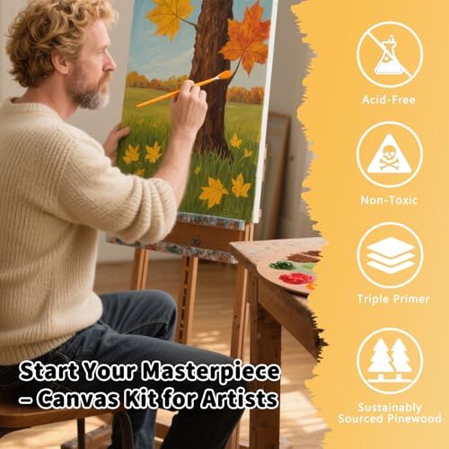 10-Pack 8x10 Stretched Canvas 100% Cotton for Acrylic & Oil - size: 10PK - 8"x10"