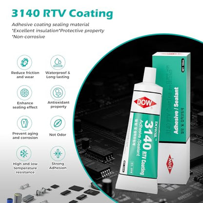 3140 RTV Coating 100ml Adhesive Sealant Translucent Clear Binding Agents Electrical Industry and Electronics,Good Flowability, Good Flame Resistance, Dow Corning 3140