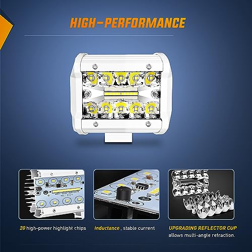 Nilight Marine LED Light Pods 2PCS 4 Inch White for Boat Deck Truck Tractor - color: 2Pcs White Shell with White Light