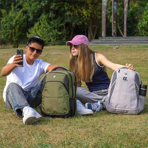 Swissdigital Design Large Business Laptop Backpack with Smart USB Charging Port Travel Backpack Fits 15.6 inches laptops - color: Mauve Grey