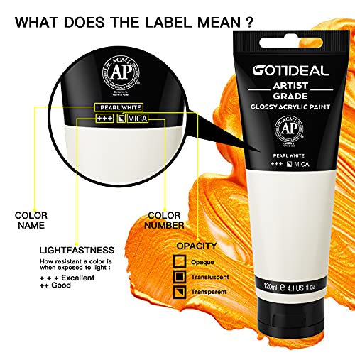 GOTIDEAL Metallic Acrylic Paint Pearl White Tubes(120ml, 4.1 oz) - color: Pearl White, style: Metallic