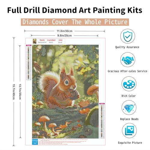 PINFFSHU Cute Autumn Squirrel Dimond Art Paintings for Adults - color: squirrel