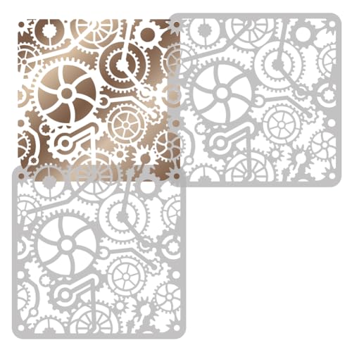 Steampunk Gear Stencil, Gear Wheel Reusable Painting Template - style: Steampunk Gears