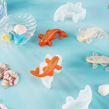 Patelai 3 Pcs Koi Fish Silicone Resin Mold for Pendant Keychain DIY