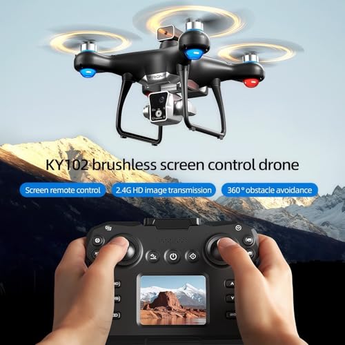 KY102 Drone with Screen Controller with SD card, 2 batteries. (2 batteries - Black) - color: 2 batteries - Black