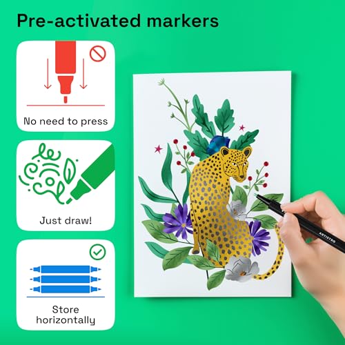 ARTISTRO 12 Metallic Paint Pens for Glass Marking - Extra-Fine Tip - color: Metallic