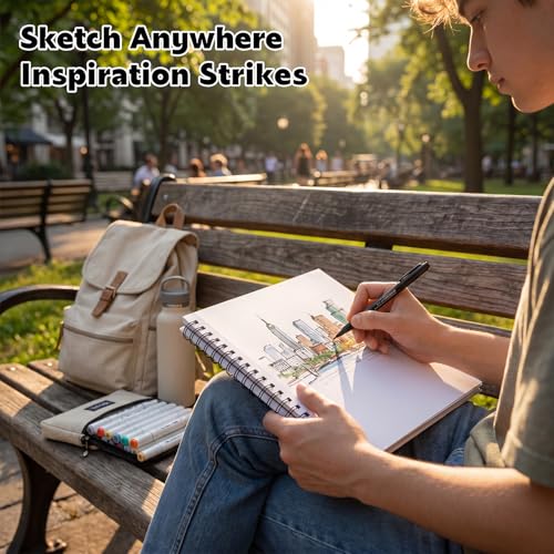Marker Paper Sketchbook 30 Sheets, 8.9 x 8.3 in, Bleedproof Spiral Pad
