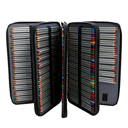 300 Slots Pencil Case 4-Layer Zipped Holder w/Handle - color: Black, size: 300
