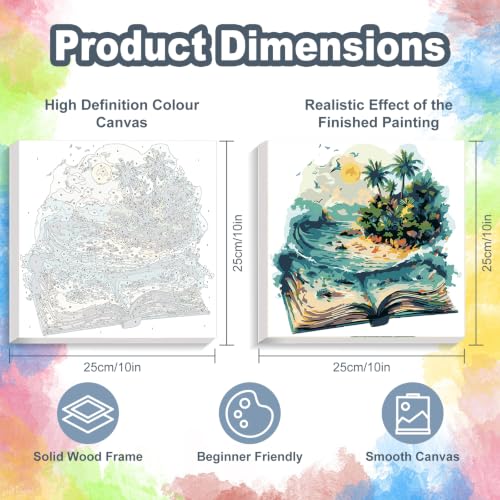 Kalonyth Book Framed Paint by Numbers Kit for Adults Beginner 10x10 inch - color: Frame-OP-US16