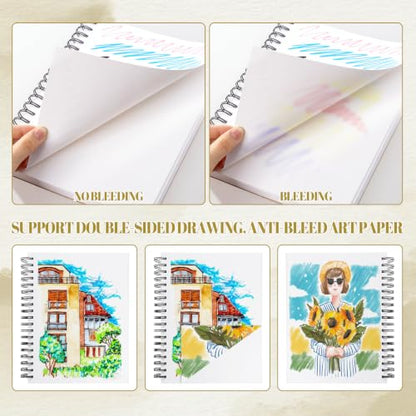 200gsm Hardcover Marker Paper Pad, 30 Sheets, 7.6×10In, Spiral Binding - size: 7.6×10 Inch (30 Sheets)
