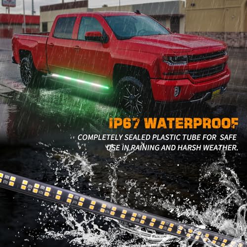 XRIDONSEN 2PCS 70 inch Running Board Strobe Lights 864 LED Emergency Lights - color: Green/White