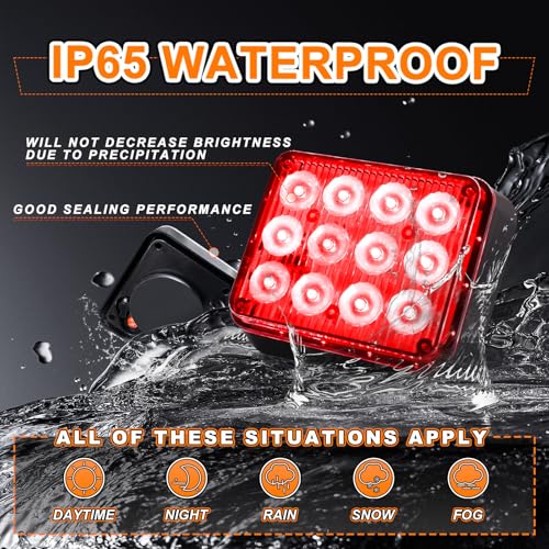 2PCS Magnetic Red Strobe Lights, Emergency Strobe Hazard Lights - color: Red
