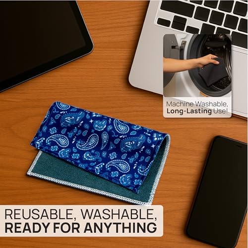 Microfiber Wholesale Quick Cloth Glasses Cleaning Cloths 5x7 Paisley Blue - color: Blue Paisley, size: 5"x7"