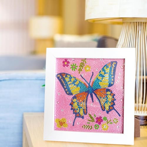 EOYDKAP Small Diamond Art Kits for Adults, Butterfly Diamond Art with Frame - size: Pink Butterfly