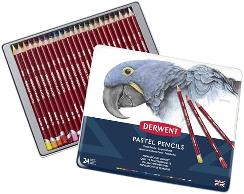 Derwent Pastel Pencils, 4mm Core, Metal Tin, 24 Count (32992) - size: 1 Count (Pack of 24)