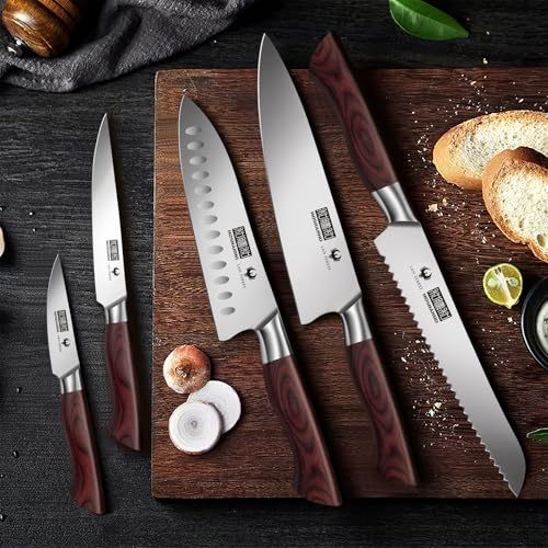 HOSHANHO 5PCS Japanese Kitchen Knife Set, Sharp Chef Knives & Wood Handle - size: 5 Pieces Knife Set