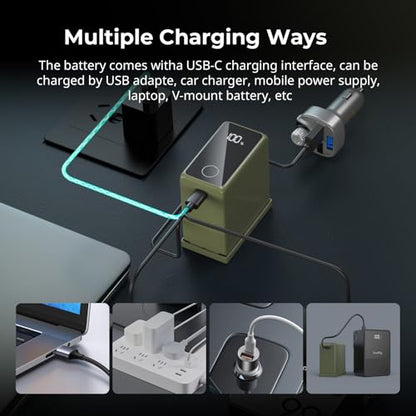 SMALLRIG NP-F970 USB-C Battery, 10500mAh 3.5H Fast Charged NPF Battery - color: Green
