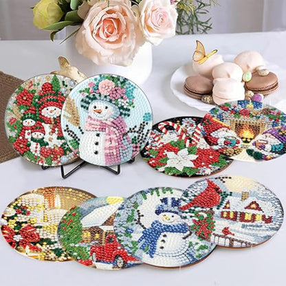 8 Pack Christmas Diamond Art Coasters,Diamond Painting Coasters Kits - color: Christmas Coasters