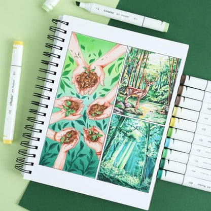 Ohuhu 7"x10" Double-Sided Bleedproof Marker Pad Art Sketchbook 60 Sheets - size: 7" x 10”